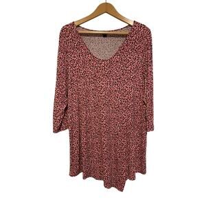 J. Jill 3/4 sleeve tunic top lightweight pink black geometric stretchy Size XL